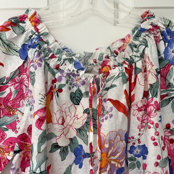 NWT Hester & Orchard Ivory Multi Floral Linen Blend Top M - Picture 6 of 11